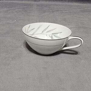 Noritake Bambina Tea Cup, White Green Silver Bamboo 5791